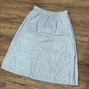 90s Vintage Lilac Floral A-Line Midi Skirt Cotton Linen Cottagecore Size M